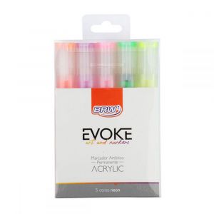 Marcador Artístico Evoke Acrylic - Neon - Blister c/ 5 unidades