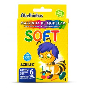 Massinha de Modelar Acrilex Soft 6 Cores Sortidas 90g (Unidade)