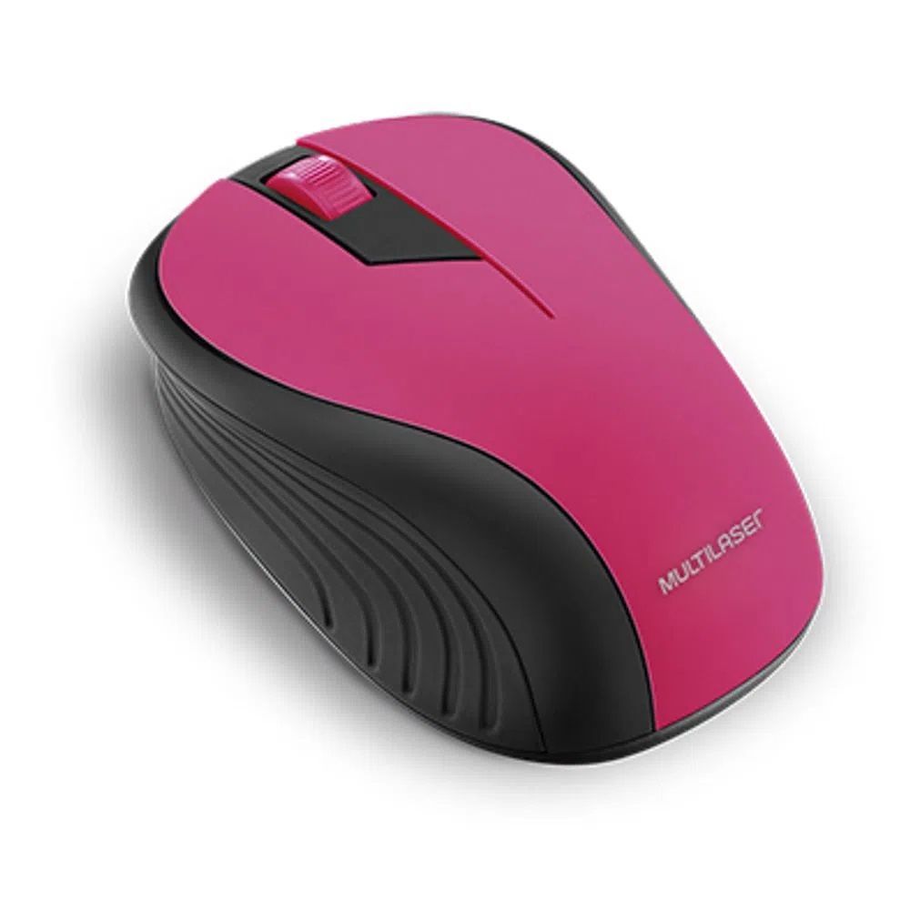 Mouse Sem Fio 2.4GHz 1200DPI 3 botões USB Multilaser MO214 - Rosa