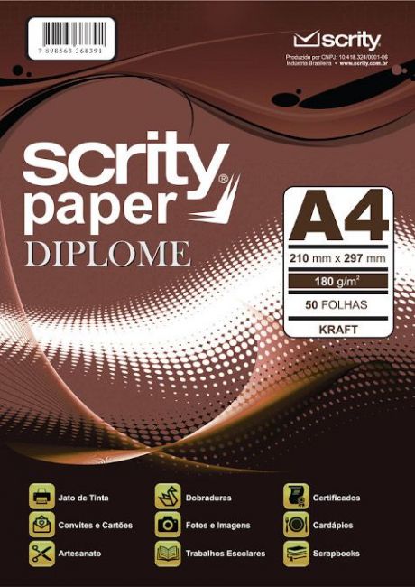 Papel A4 Kraft Diplome 180g/m 50 Folhas