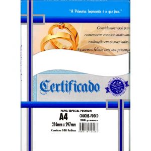 Papel Couche Fosco Semi Brilho Masterprint A4 200g/m² 100 Folhas - Branco