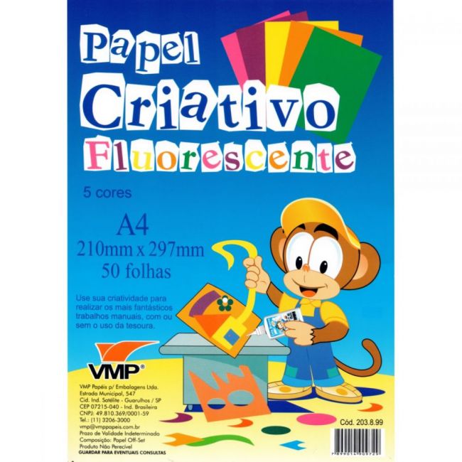 Papel Criativo Fluorescente A4 50 Folhas