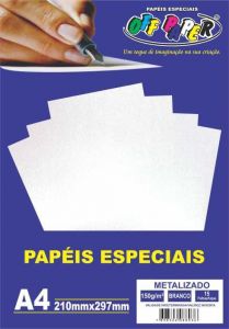 Papel Especial Metalizado - Branco - 15 Folhas