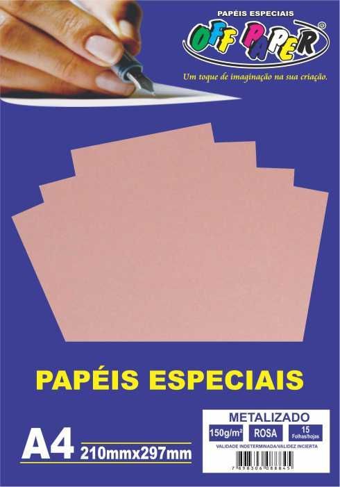 Papel Especial Metalizado - Rosa - 15 Folhas