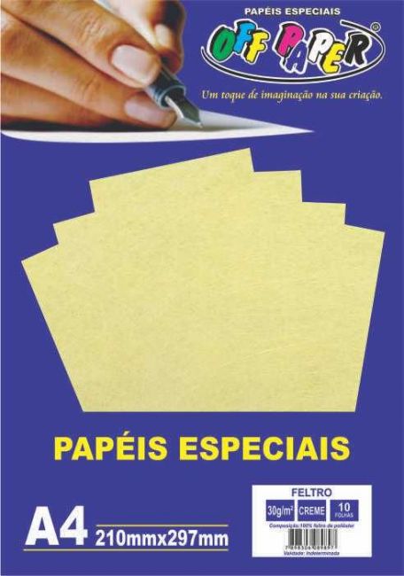 Papel Feltro A4 10 Folhas - Creme