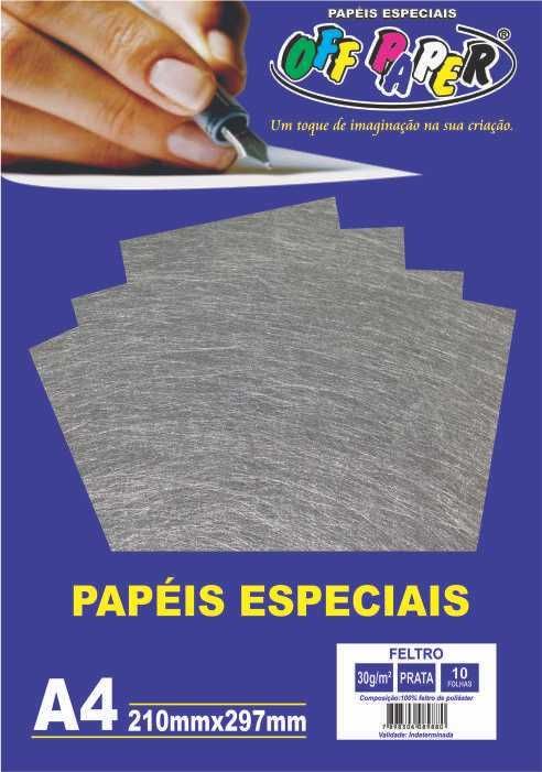 Papel Feltro A4 10 Folhas - Prata