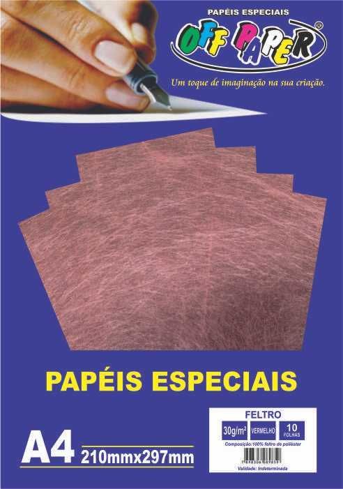 Papel Feltro A4 10 Folhas - Vermelho