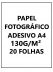 Papel Fotográfico Adesivo A4 130g 20 Folhas