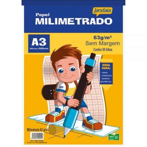 Bloco de Papel Milimetrado A3 (297mm x 420mm) Sem Margem 63g/m² - 50 Folhas