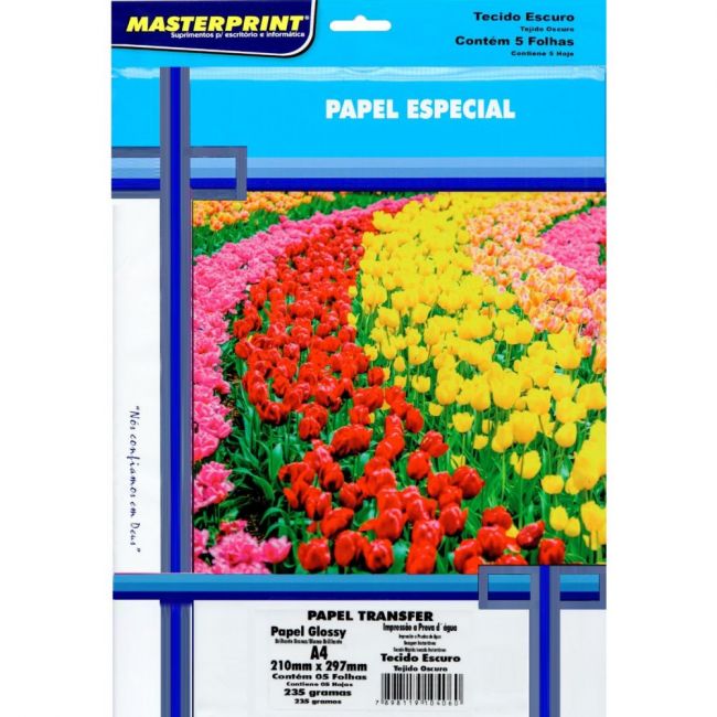 Papel Transfer Masterprint - Tecido Escuro - A4 235g - 5 Folhas