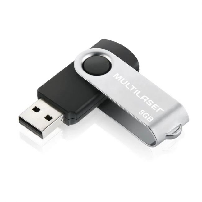 Pen Drive Multilaser Twist USB Leitura 10MB/s e Gravação 3MB/s Preto PD587 - 8GB 