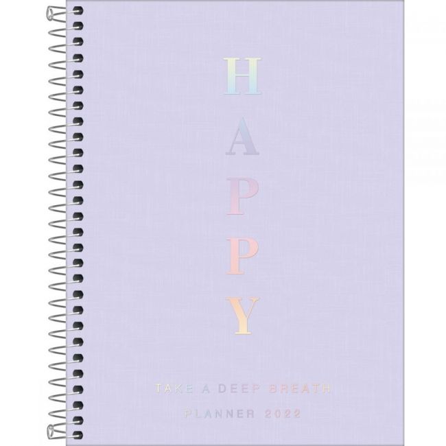 Planner Espiral 17,7 x 24 cm Happy Lilás 2022