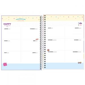 Planner Espiral 17,7 x 24 cm Happy Lilás 2022