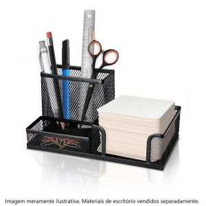 Porta-Treco de Metal / Organizador de Mesa Aramado - Preto