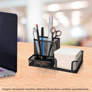 Porta-Treco de Metal / Organizador de Mesa Aramado - Preto