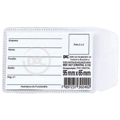 PROTETOR PARA DOCUMENTOS (CAPA CNH) 95 MM X 65 MM 