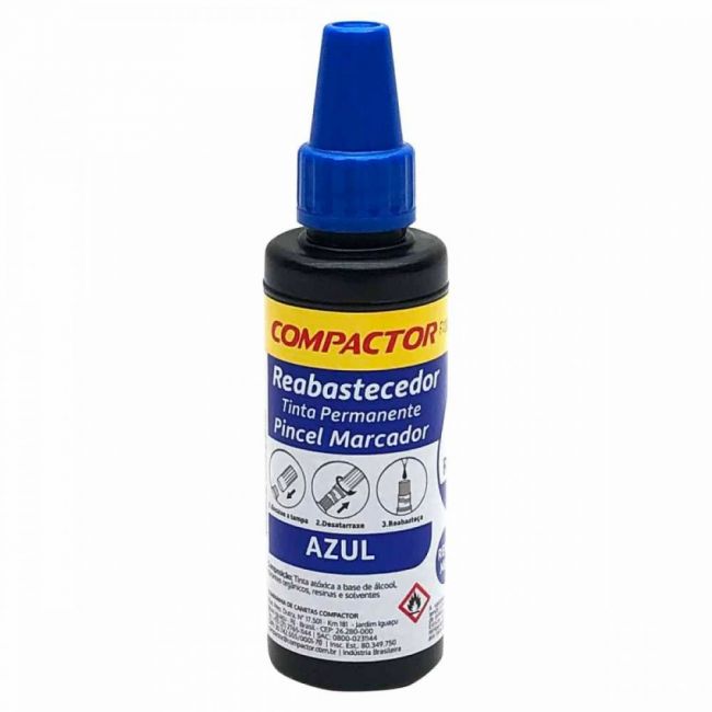 Refil Reabastecedor Compactor Tinta Permanente Pincel Marcador 30ml - Azul