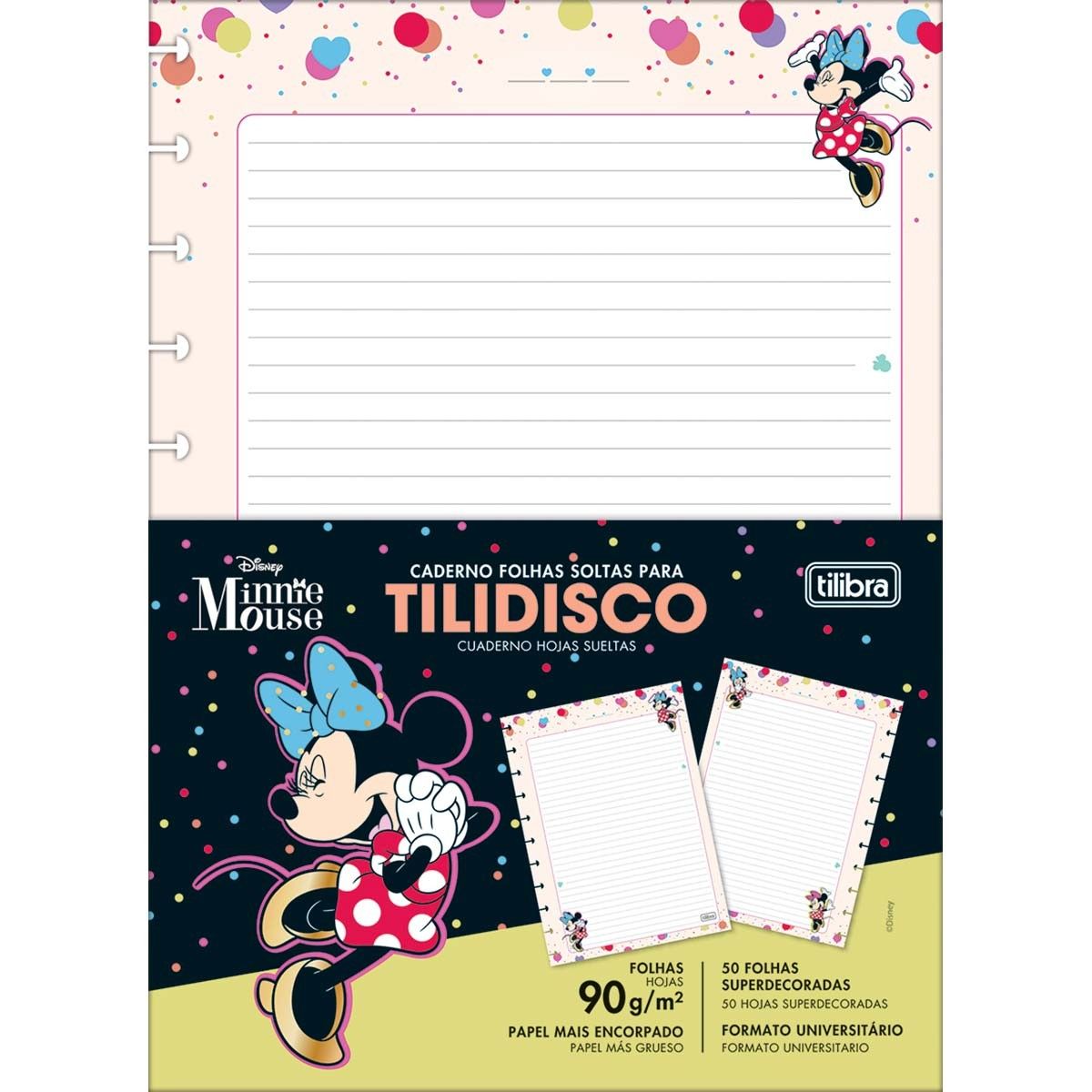 Refil Tilidisco Folhas Soltas Pautadas Minnie 50 Folhas 90g