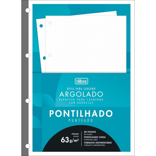 REFIL TILIFLEX PONTILHADO PARA CADERNO ARGOLADO UNIVERSITÁRIO ACADÉMIE 80 FOLHAS (BLOCO PARA FICHÁRIO)