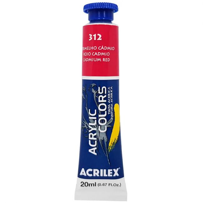 Tinta Acrílica Acrylic Colors 20ml Vermelho de Cadmio Acrilex