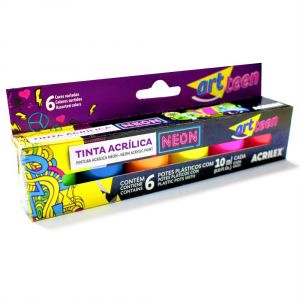 Tinta Acrílica Neon Art Teen 6 cores 10ml por pote