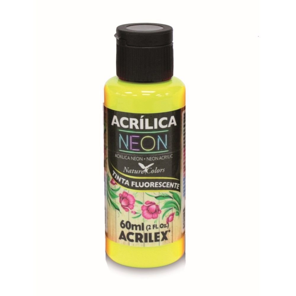 Tinta Acrílica Neon Acrilex 60ml - Amarelo Limão 102