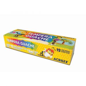 Tinta Guache Acrilex - 12 Cores Sortidas (15 ml cada pote)