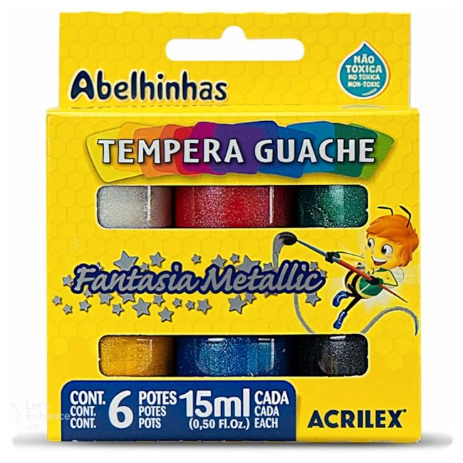 Tinta Guache Fantasia Metálica 6 Cores Acrilex