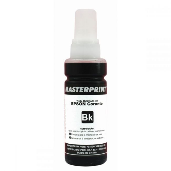 Refil de Tinta Masterprint Black/Preto R-EP100BK - Epson Corante Compatível - MP664/673 - 100ml