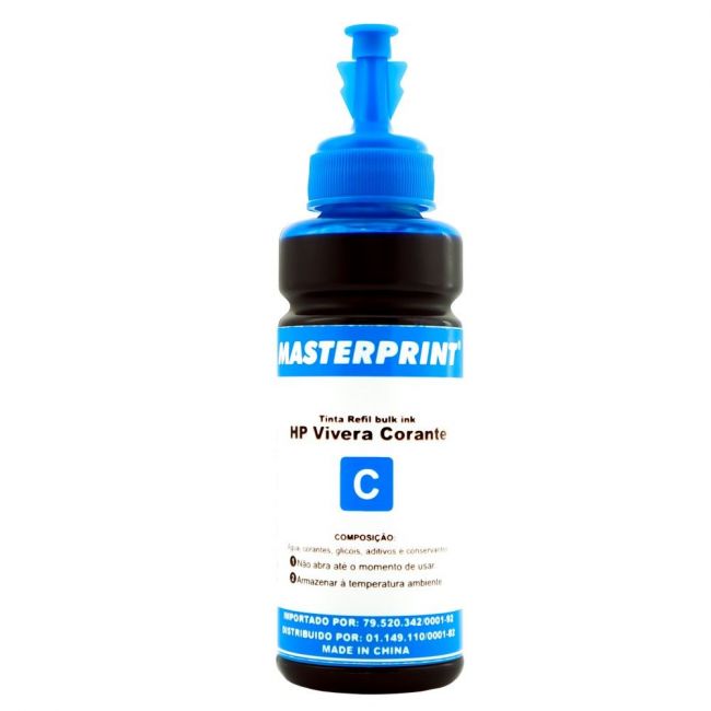 Refil de Tinta para Impressora Bulk Ink HP Vivera Corante R-HP100C 100ml - Ciano