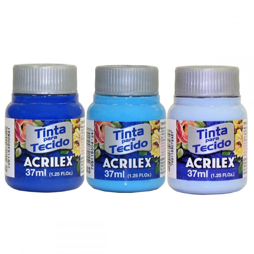 Tinta para Tecido Fosca 37ml - Tons de Azul