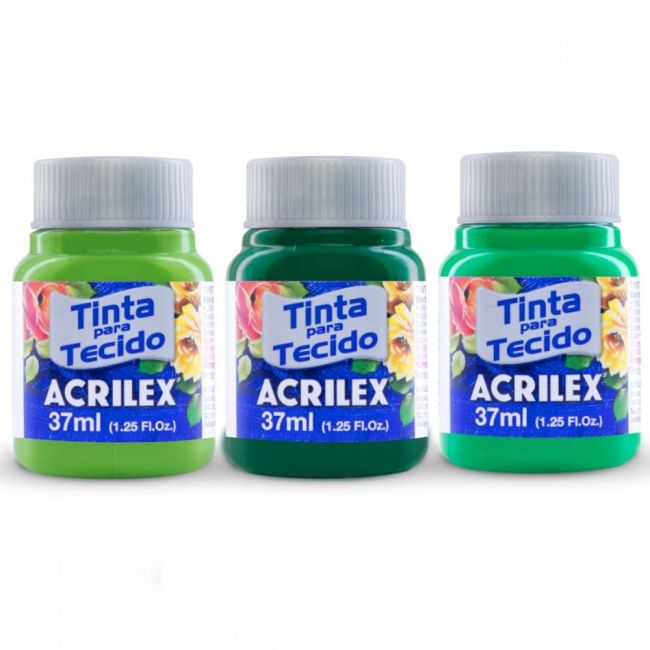 Tinta para Tecido Fosca 37ml - Tons de Verde (Unidade)