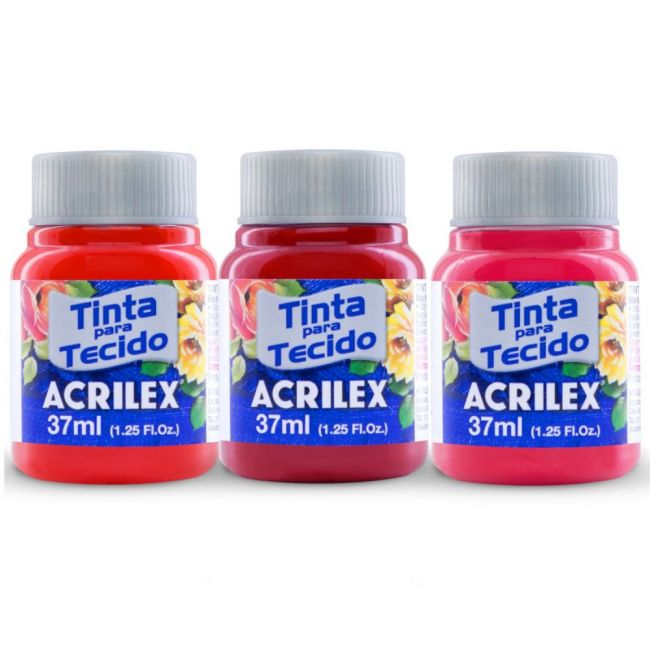 Tinta para Tecido Fosca 37ml - Tons de Vermelho (Unidade)