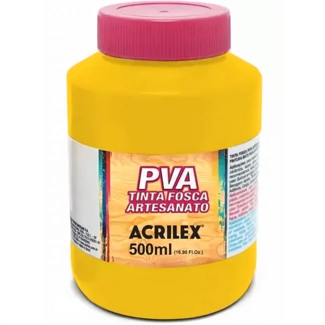 Tinta PVA Fosca 500ml Amarelo Ouro Acrilex