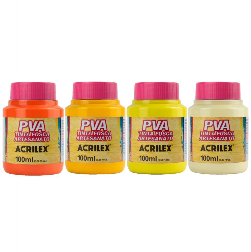 Tinta PVA Fosca Acrilex 100ml Tons de Amarelo e Laranja (Unidade)