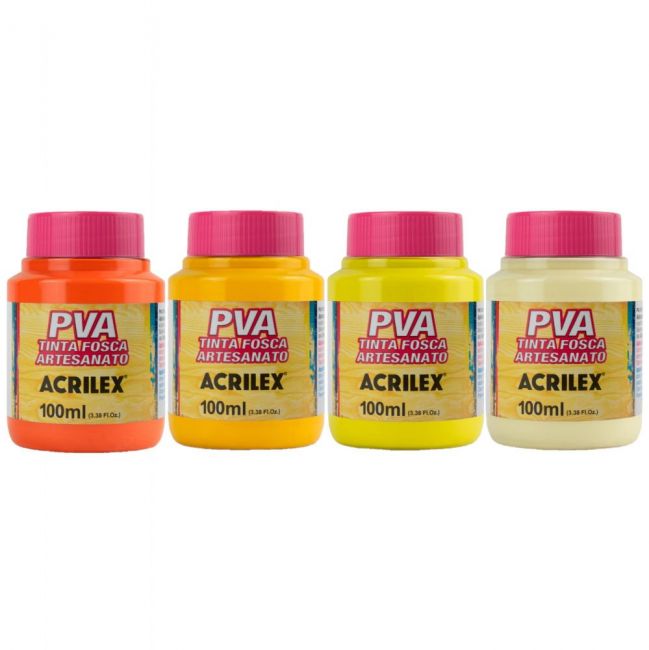 Tinta PVA Fosca Acrilex 100ml Tons de Amarelo e Laranja (Unidade)