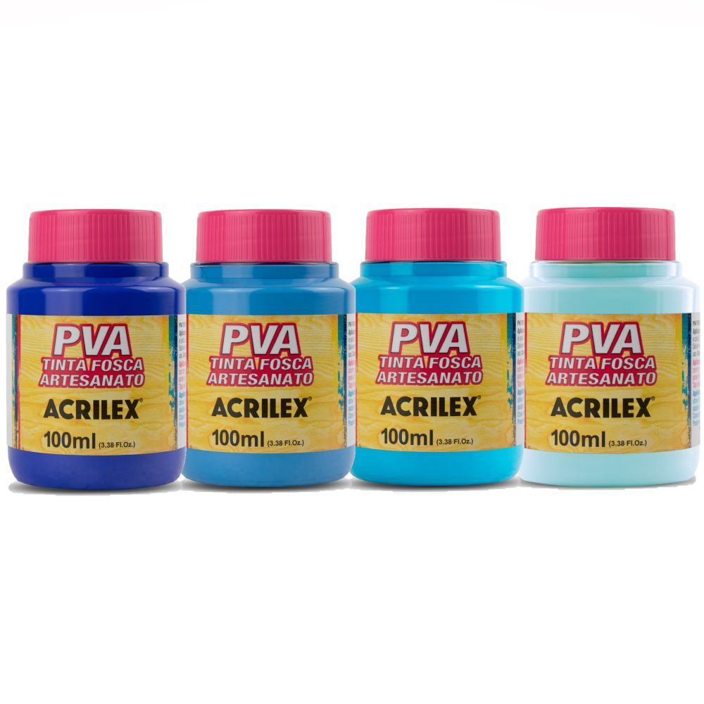 Tinta PVA Fosca Acrilex 100ml Tons de Azul (Unidade)