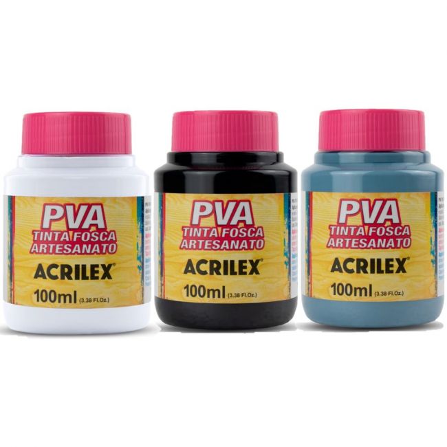 Tinta PVA Fosca Acrilex 100ml Cores Neutras (Unidade)