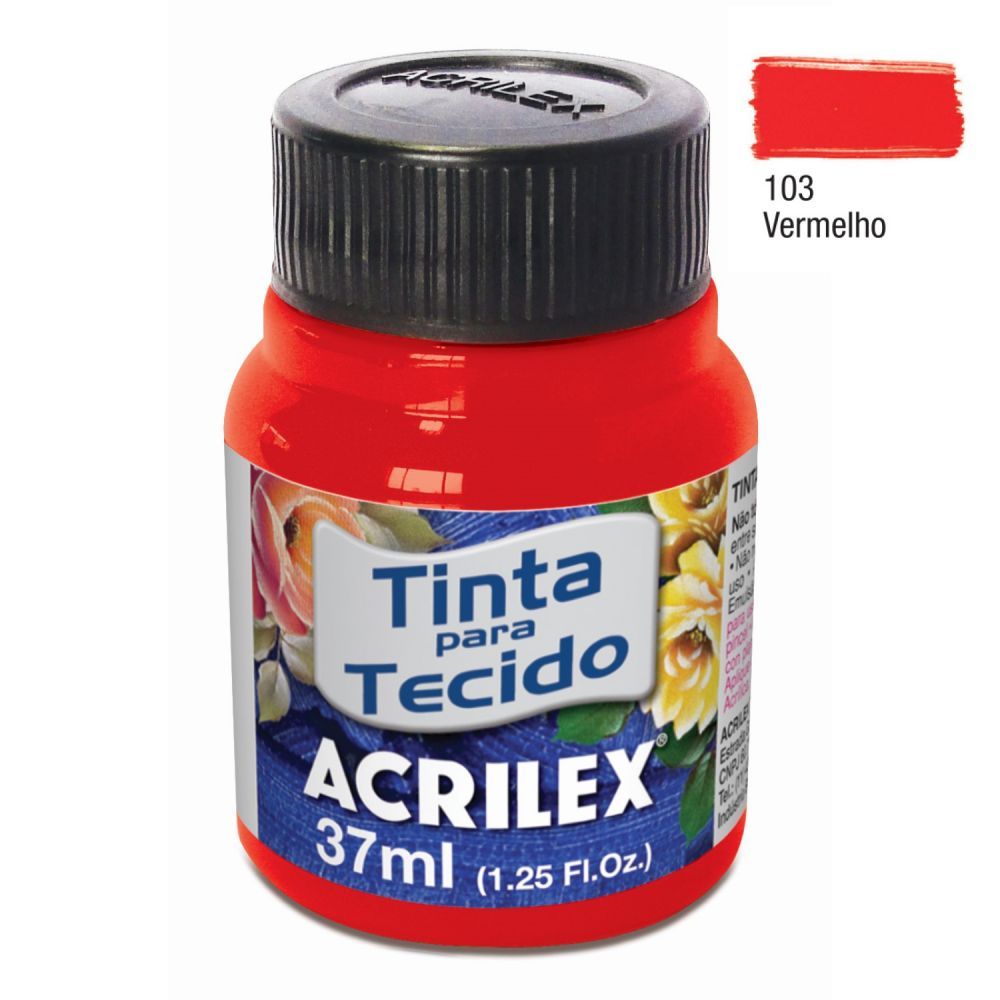 Tinta para Tecido Fluorescente Acrilex 37ml - Vermelho 103 (Unidade)