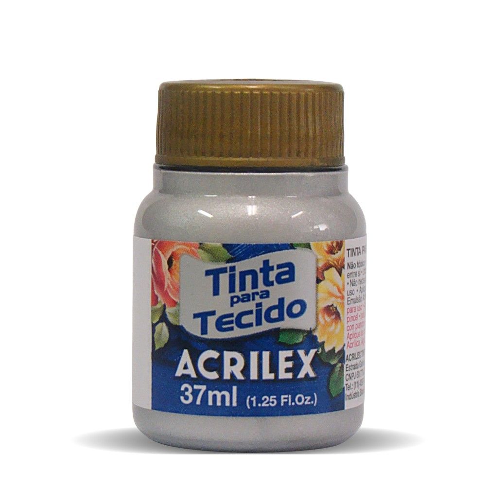 Tinta P/ Tecido Fluorescente 37ml Prata Acrilex