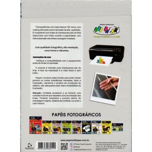 TRANSPARENCIA A4 JATO DE TINTA COM TARJA 150 MICRA 10FLS