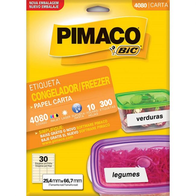 Unidade Etiqueta Para Congelador Freezer - Papel Carta 25,4mm x 66,7mm - Pimaco Bic